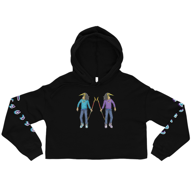 "LOYALTY" PURPLE/TURQUOISE CROP TOP HOODIE